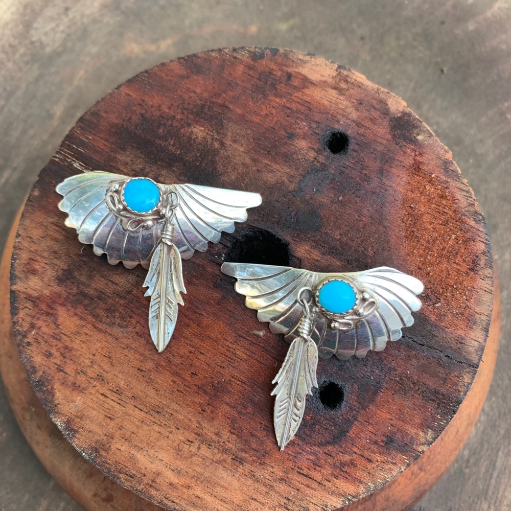 SOLD VINTAGE Randall Tom Navajo Dine’ Earrings - Picture 3 of 10
